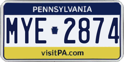 PA license plate MYE2874