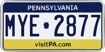 PA license plate MYE2877