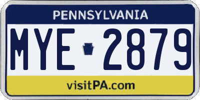 PA license plate MYE2879