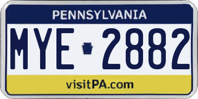 PA license plate MYE2882