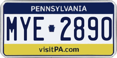 PA license plate MYE2890