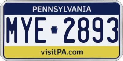 PA license plate MYE2893