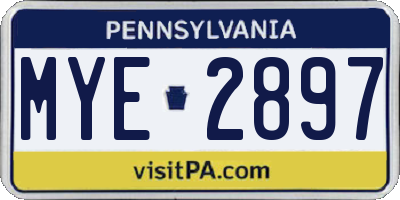 PA license plate MYE2897
