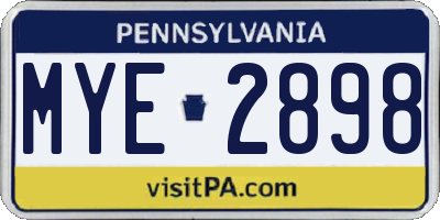 PA license plate MYE2898