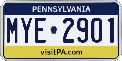 PA license plate MYE2901