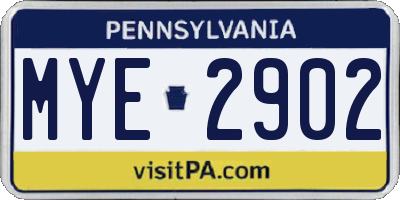 PA license plate MYE2902
