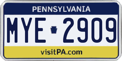 PA license plate MYE2909