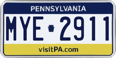 PA license plate MYE2911