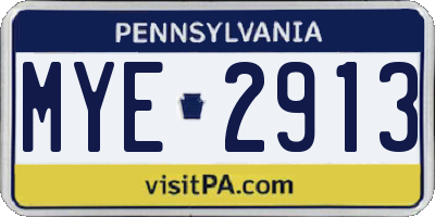PA license plate MYE2913