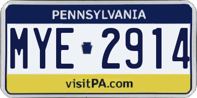 PA license plate MYE2914