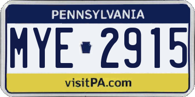 PA license plate MYE2915