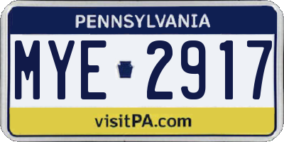 PA license plate MYE2917