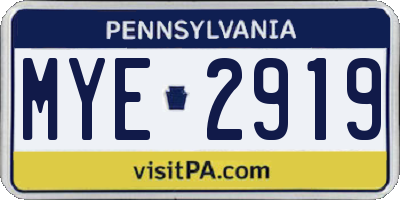 PA license plate MYE2919