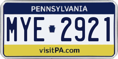 PA license plate MYE2921