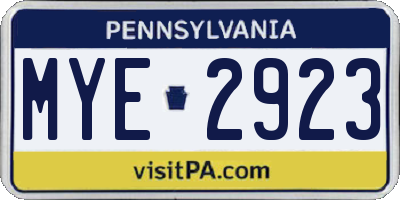 PA license plate MYE2923