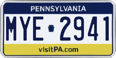 PA license plate MYE2941