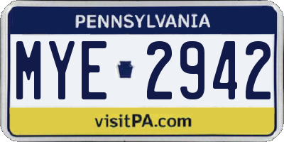 PA license plate MYE2942