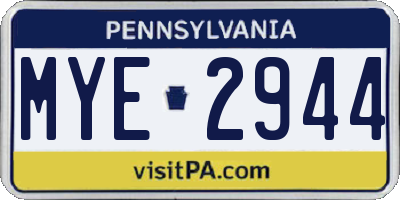 PA license plate MYE2944
