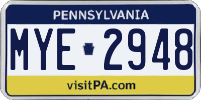 PA license plate MYE2948