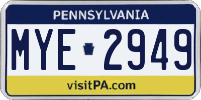 PA license plate MYE2949