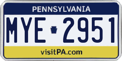 PA license plate MYE2951