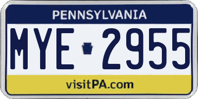 PA license plate MYE2955