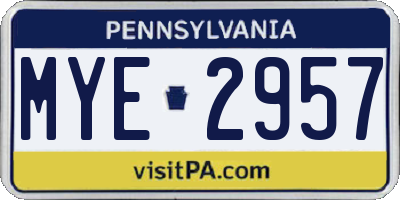 PA license plate MYE2957