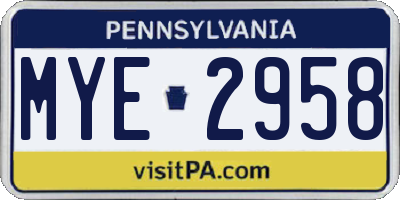PA license plate MYE2958