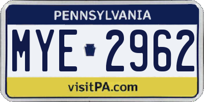 PA license plate MYE2962
