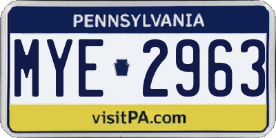 PA license plate MYE2963