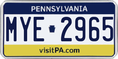 PA license plate MYE2965