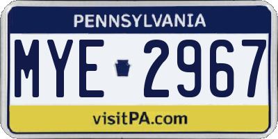 PA license plate MYE2967
