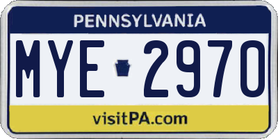 PA license plate MYE2970