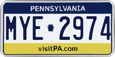 PA license plate MYE2974