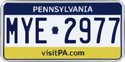 PA license plate MYE2977