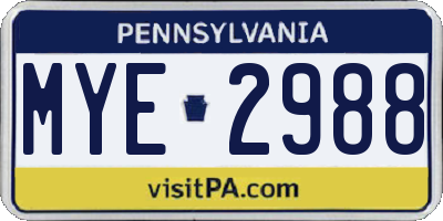 PA license plate MYE2988