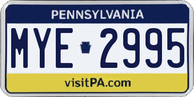 PA license plate MYE2995