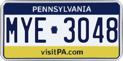 PA license plate MYE3048