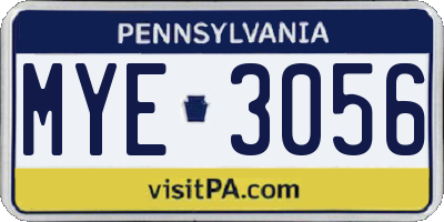 PA license plate MYE3056
