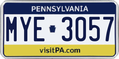 PA license plate MYE3057
