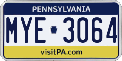 PA license plate MYE3064