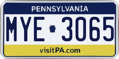 PA license plate MYE3065