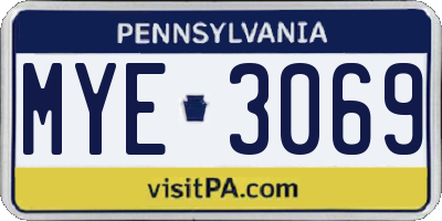 PA license plate MYE3069
