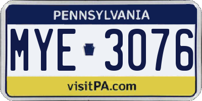 PA license plate MYE3076