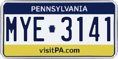 PA license plate MYE3141