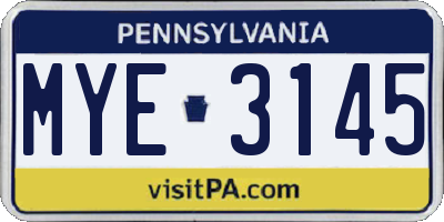 PA license plate MYE3145