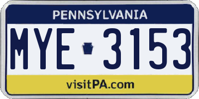 PA license plate MYE3153