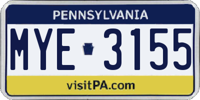 PA license plate MYE3155