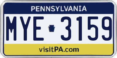 PA license plate MYE3159