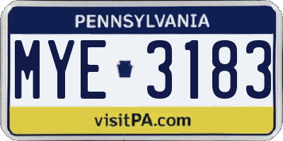 PA license plate MYE3183